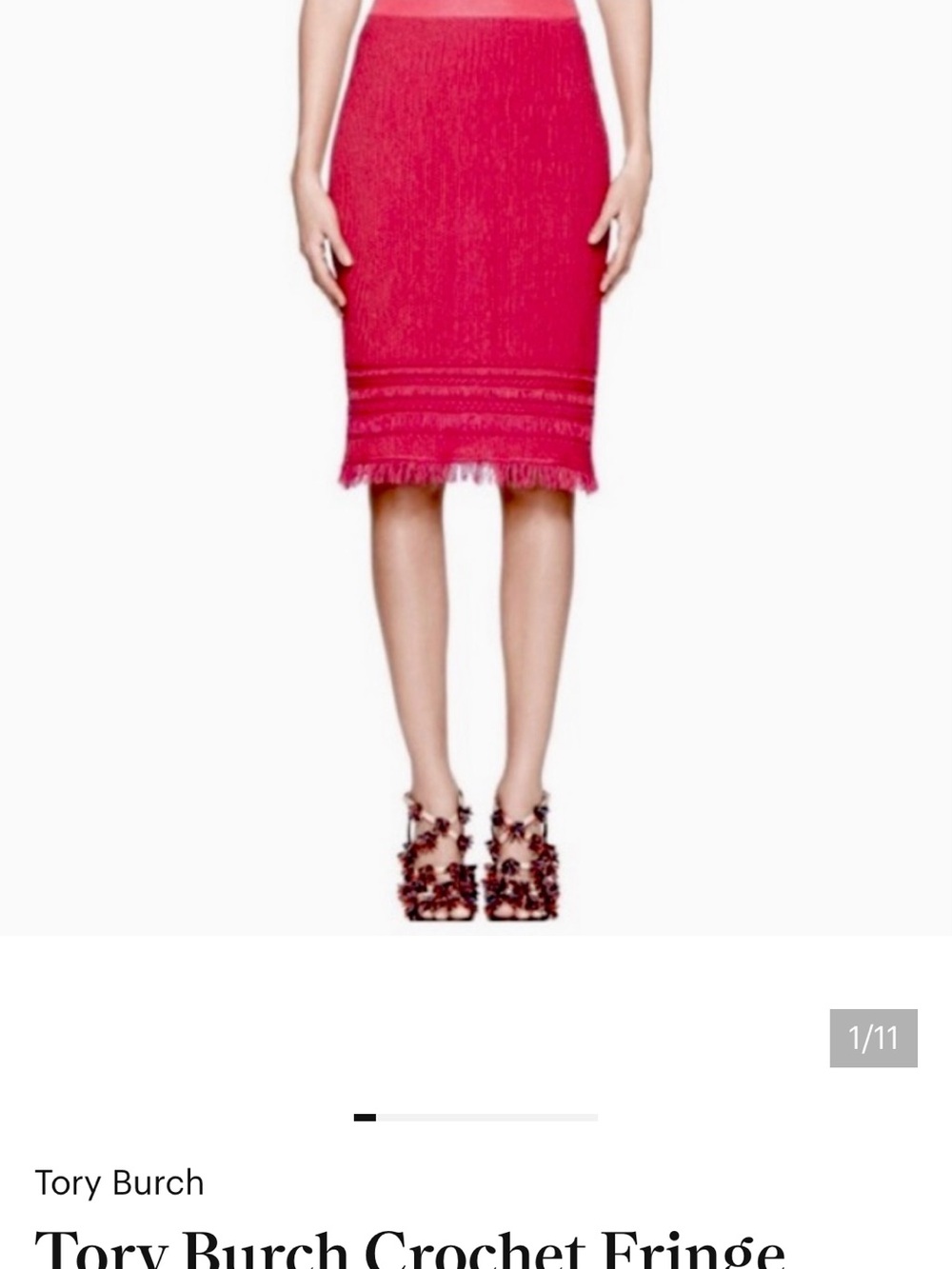 Tory Burch Hot Pink Crotchet Fringe Brielle Skirt Size XS
